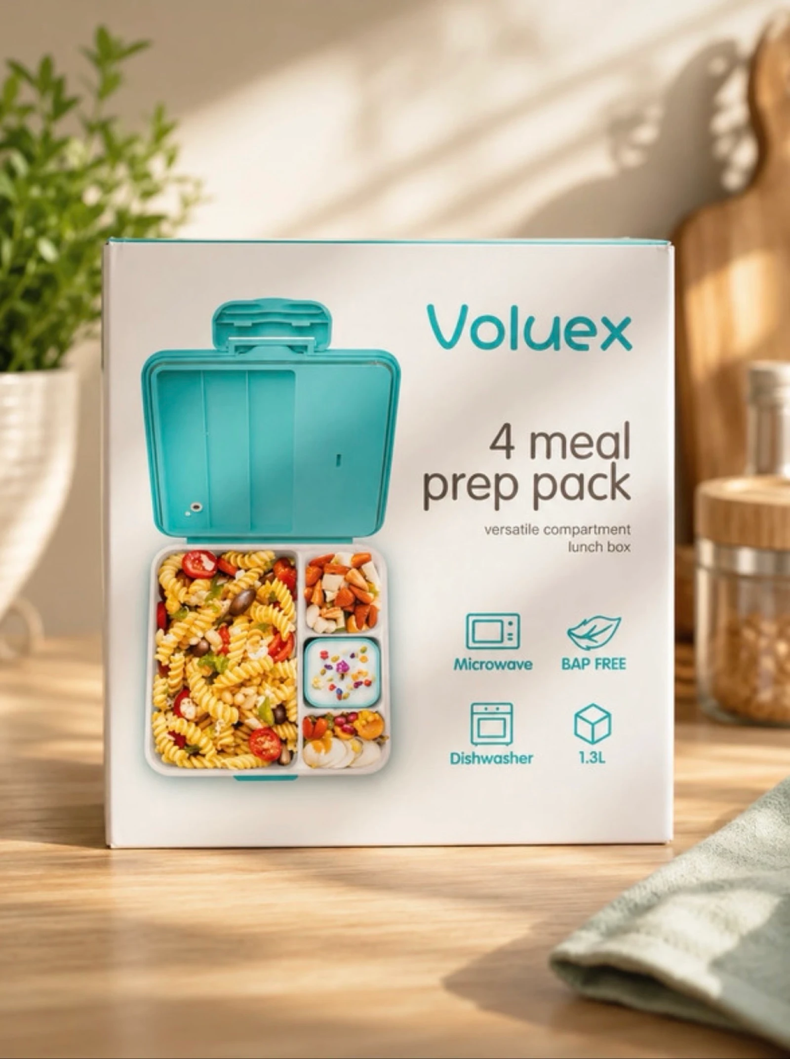 Lunch box compartimentée Voluex 1,3 L rose avec couverts – Neuve